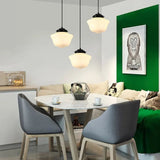 Vintage witte melkglas geometrische kruik hanglamp