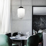 Vintage witte melkglas geometrische kruik hanglamp