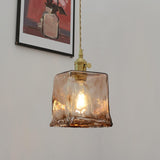 Vintage bruin glazen hanglamp
