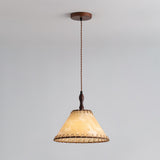 Hanglamp met hout en stof