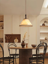 Hanglamp met hout en stof