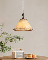 Hanglamp met hout en stof