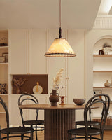 Hanglamp met hout en stof