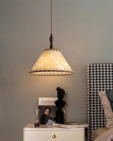 Hanglamp met hout en stof