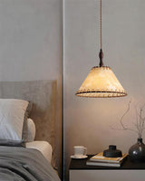 Hanglamp met hout en stof