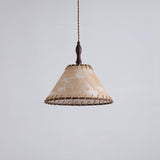 Hanglamp met hout en stof