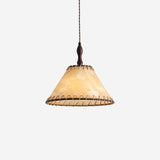 Hanglamp met hout en stof
