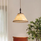 Hanglamp met hout en stof