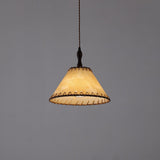 Hanglamp met hout en stof
