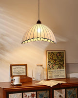 Hanglamp met hout en stof