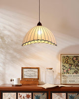 Hanglamp met hout en stof