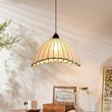Hanglamp met hout en stof