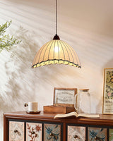 Hanglamp met hout en stof