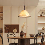 Hanglamp met hout en stof