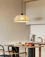 Hanglamp met hout en stof