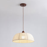 Hanglamp met hout en stof