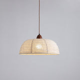 Hanglamp met hout en stof