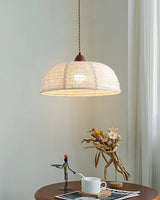 Hanglamp met hout en stof