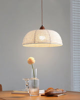 Hanglamp met hout en stof