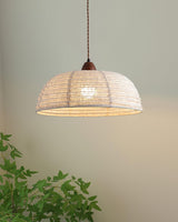 Hanglamp met hout en stof