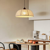 Hanglamp met hout en stof