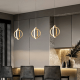 Gouden Geometrische Hanglamp 2 - Ring LED in Messing - Stralend thuis Amsterdam