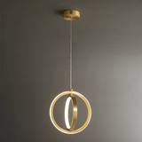 Gouden Geometrische Hanglamp 2 - Ring LED in Messing - Stralend thuis Amsterdam