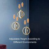 Gouden Geometrische Hanglamp 2 - Ring LED in Messing - Stralend thuis Amsterdam