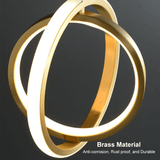 Gouden Geometrische Hanglamp 2 - Ring LED in Messing - Stralend thuis Amsterdam