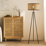 Rotan driepoot vloerlamp - Stralend thuis Amsterdam