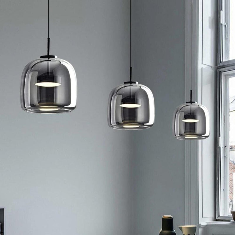 Scandinavisch zwart glazen hanglamp