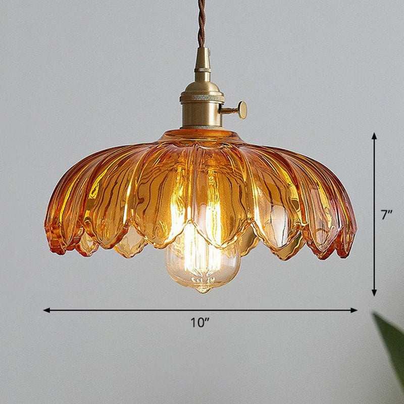 Vintage glazen bloem hanglamp