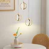 Gouden Geometrische Hanglamp 2-Ring LED in Messing