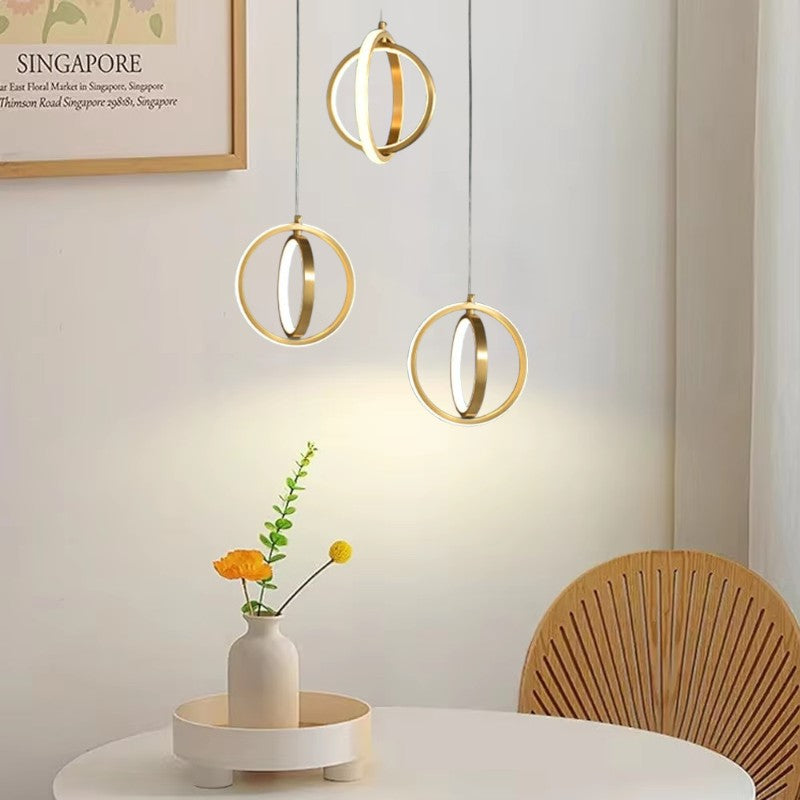 Gouden Geometrische Hanglamp 2-Ring LED in Messing
