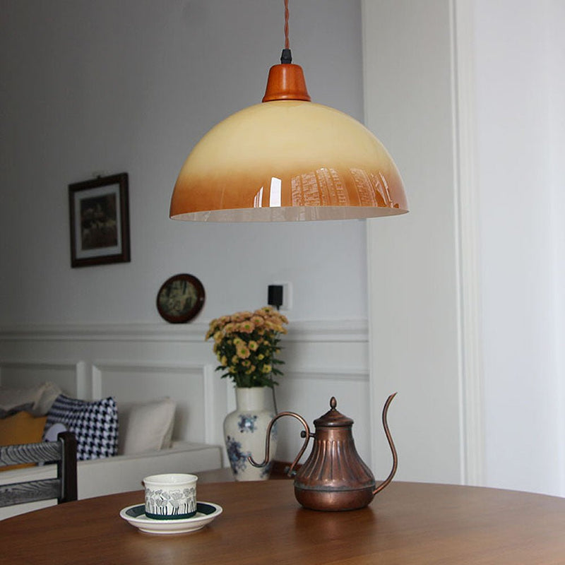 Retro amber glazen boerderij hanglamp