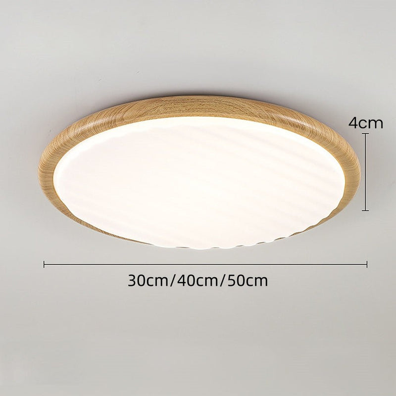 Ronde hout geplooide LED slaapkamer plafondlamp