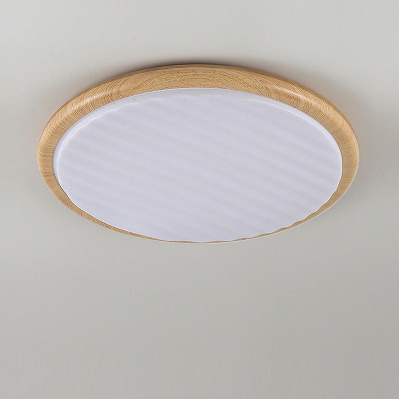 Ronde hout geplooide LED slaapkamer plafondlamp