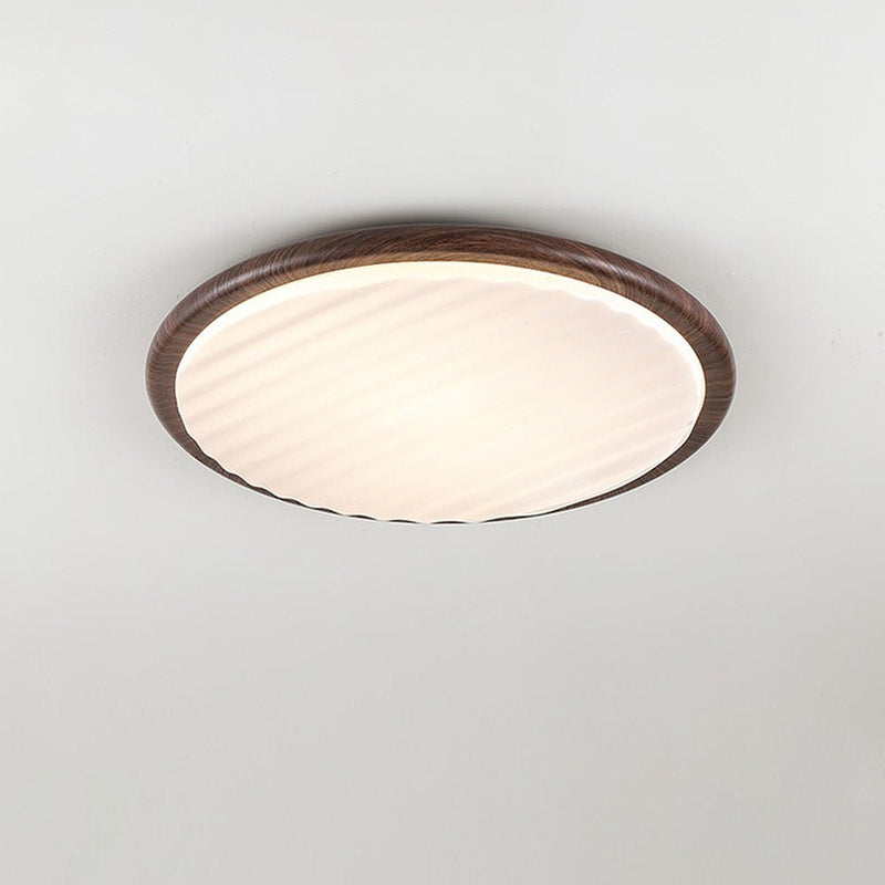 Ronde hout geplooide LED slaapkamer plafondlamp