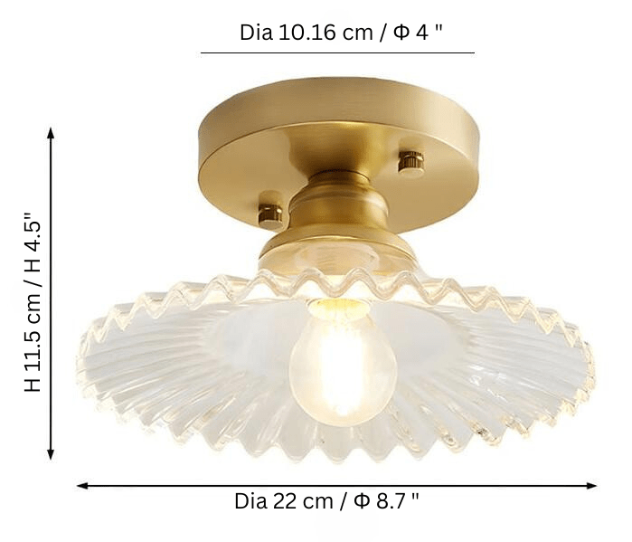 Vintage Helder Glazen Geribbelde Plafondlamp