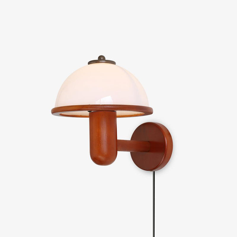 Paddestoel houten wandlamp