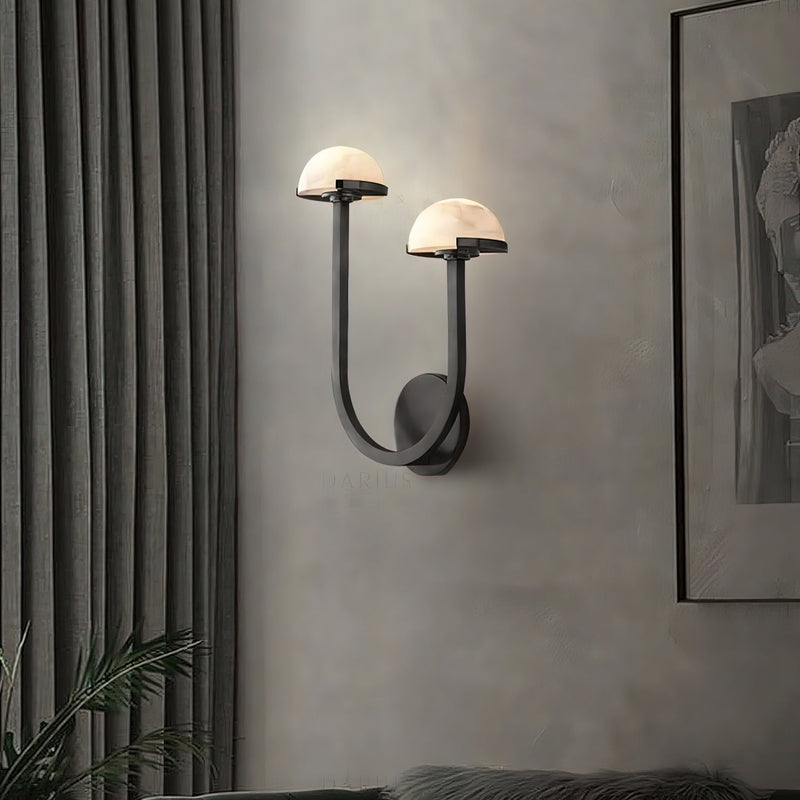 Paddestoel albasten wandlamp