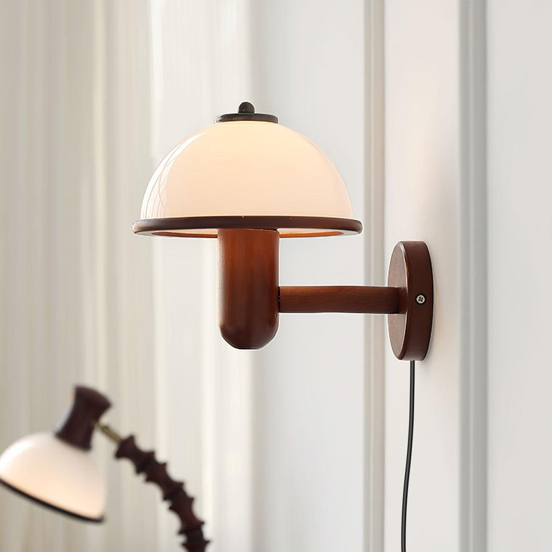 Paddestoel houten wandlamp