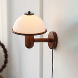 Paddestoel houten wandlamp