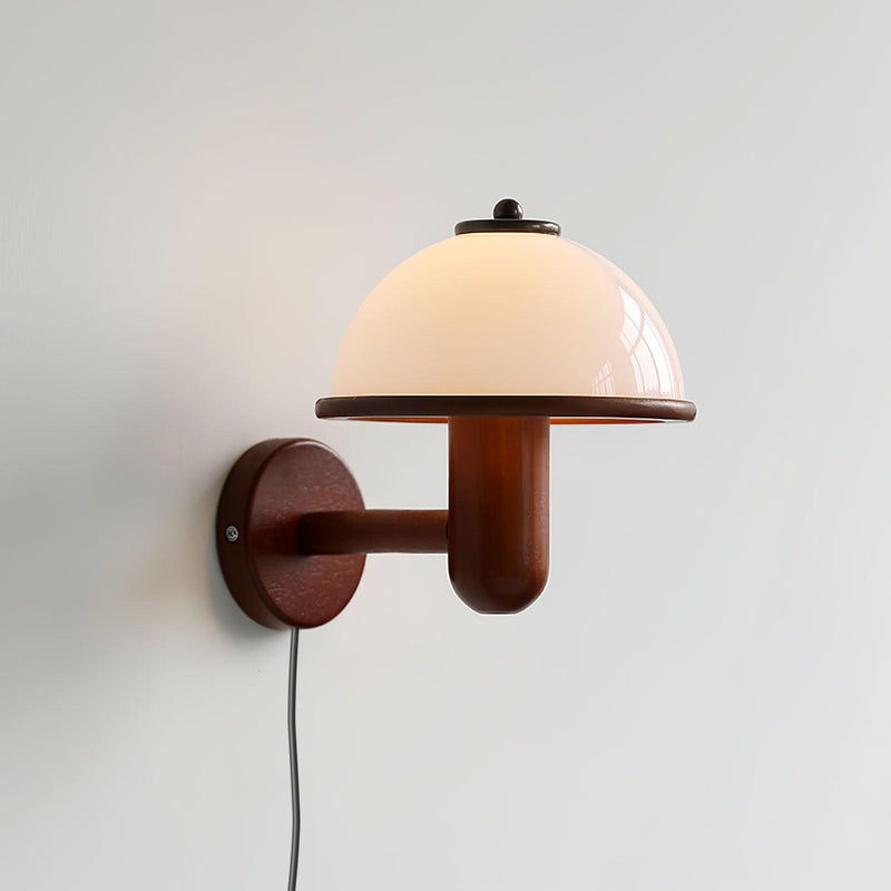 Paddestoel houten wandlamp