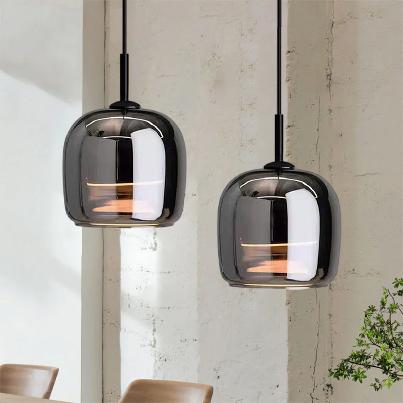 Scandinavisch zwart glazen hanglamp