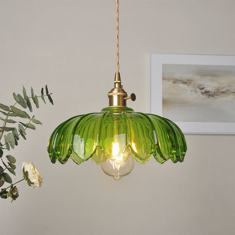 Vintage glazen bloem hanglamp