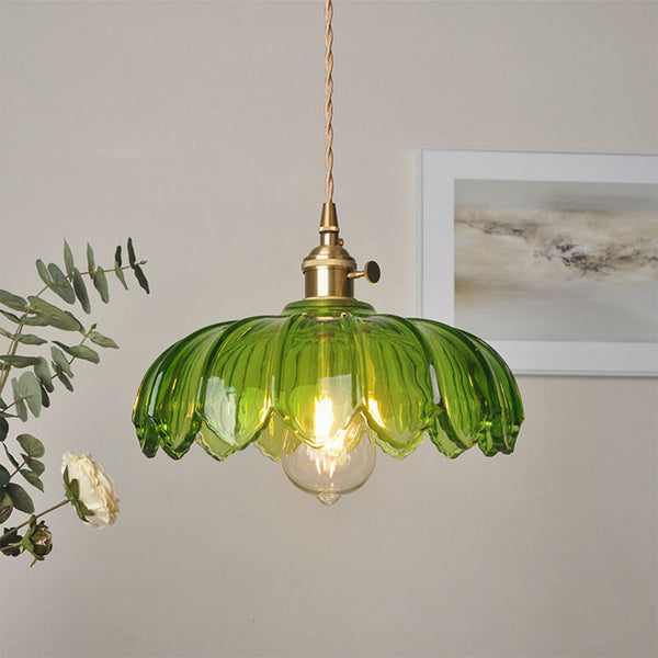 Vintage glazen bloem hanglamp