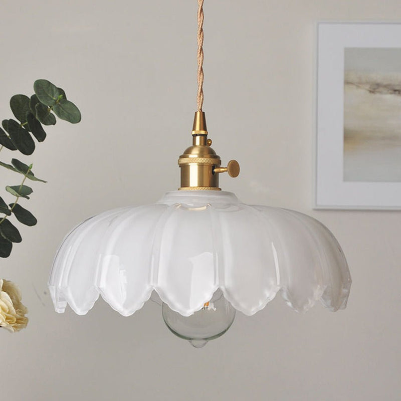 Vintage glazen bloem hanglamp