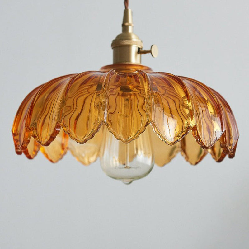 Vintage glazen bloem hanglamp