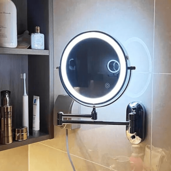 Zwarte oplaadbare LED vergrotende spiegel voor make-up en badkamer